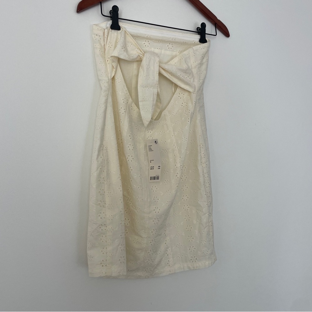 NWT Kimchi Blue White Eyelet Strapless Mini Dress, Romantic Back Tie, Size M - Picture 5 of 10